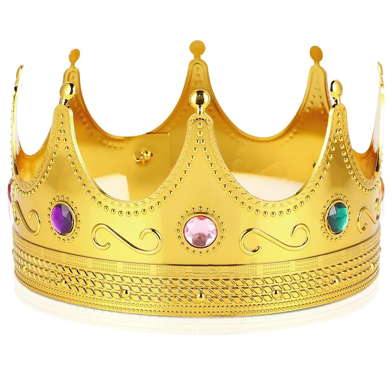 Cheap party birthday kings crown acrylic stone decorative unisex men plastic crown