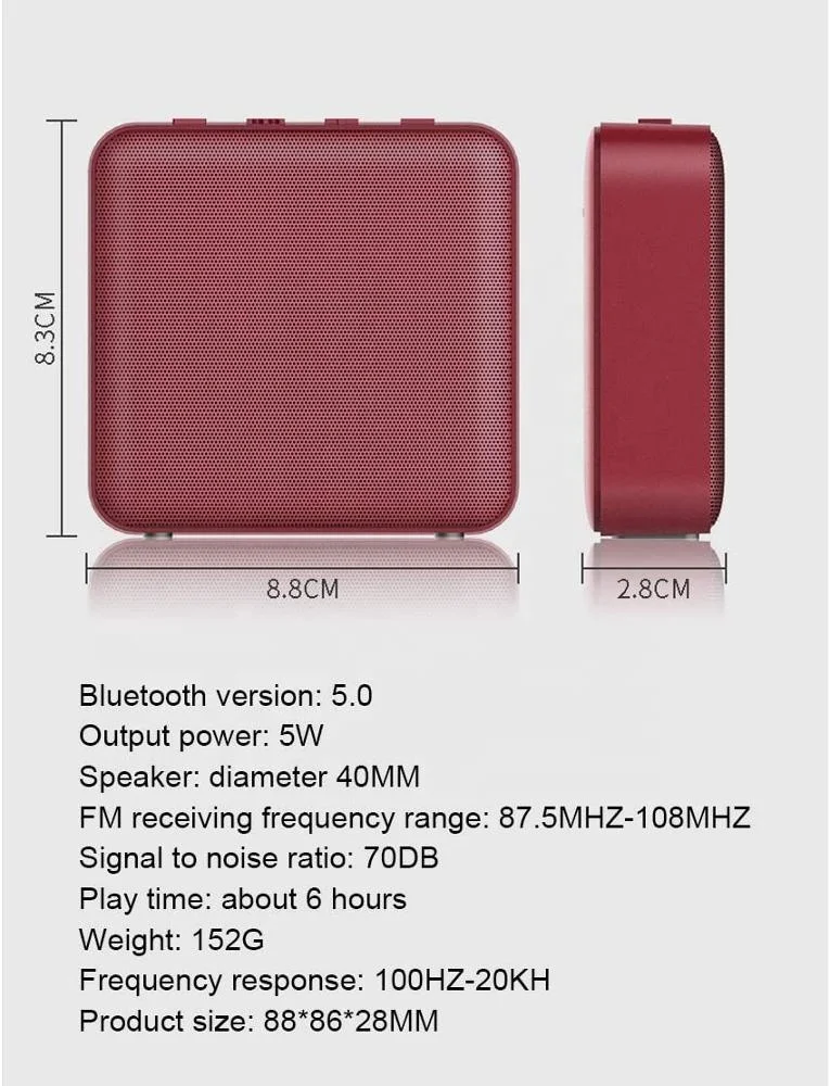 Home mini Blue tooth Speaker Mini Square Wireless Speaker with FM Radio 8h Playtime 33 Foot Range