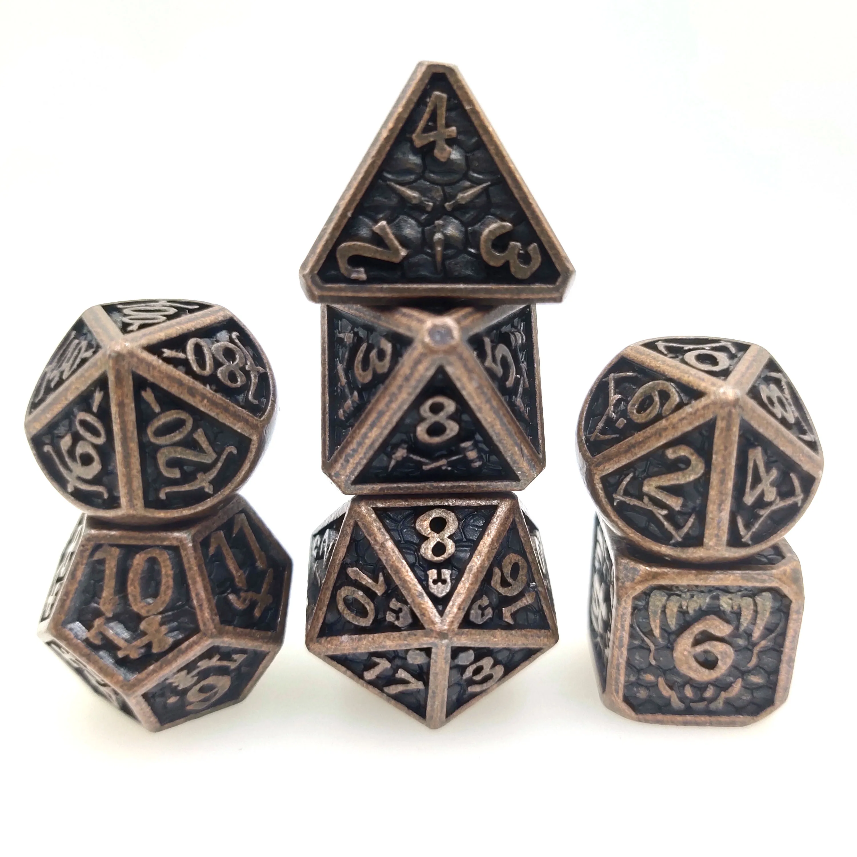 7 Pcs Custom Red Dnd Metal Dice Game Dice Set Bulk Wholesale