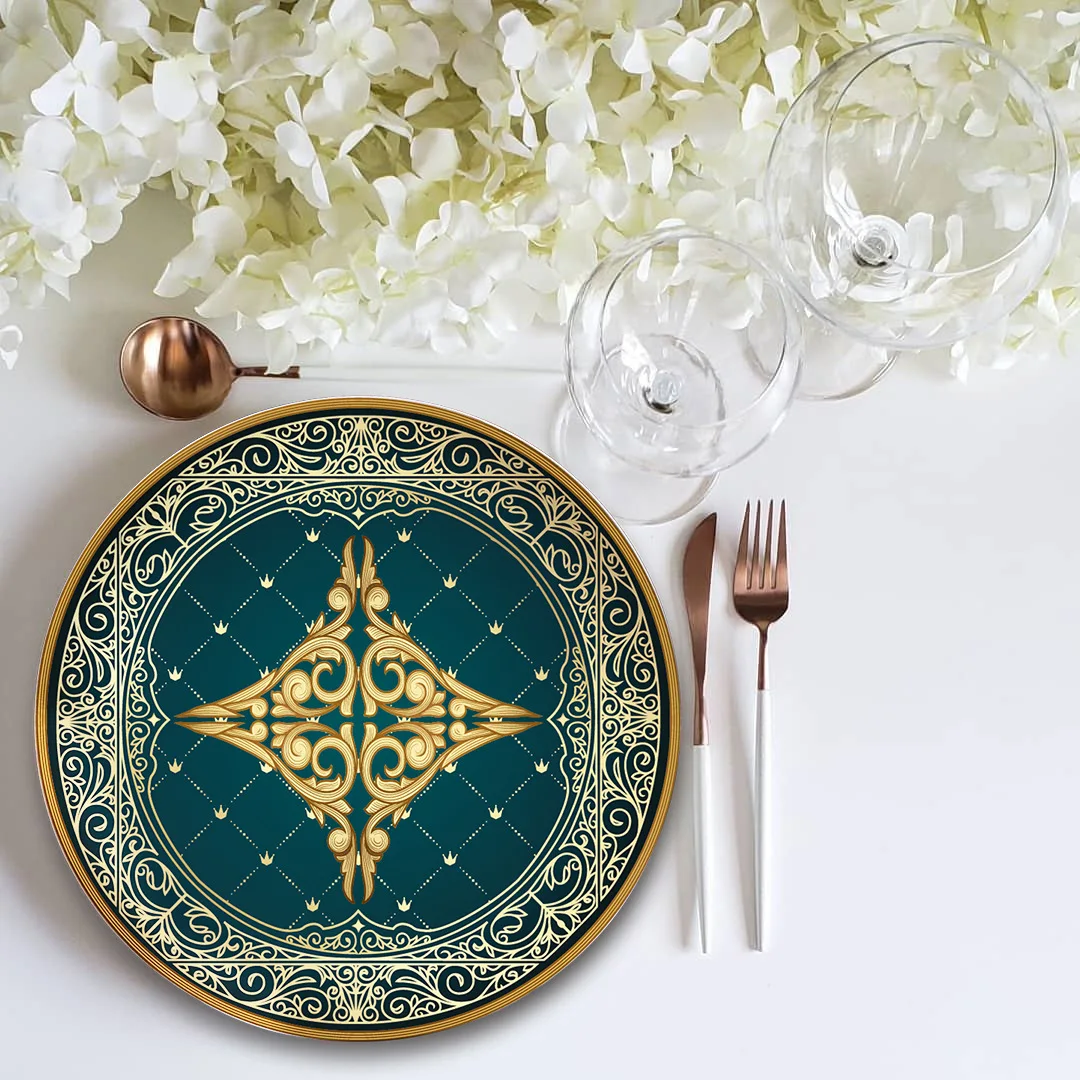 Customized graceful luxury hand painted happy birthday ceramic plate for restaurant hotel party home use