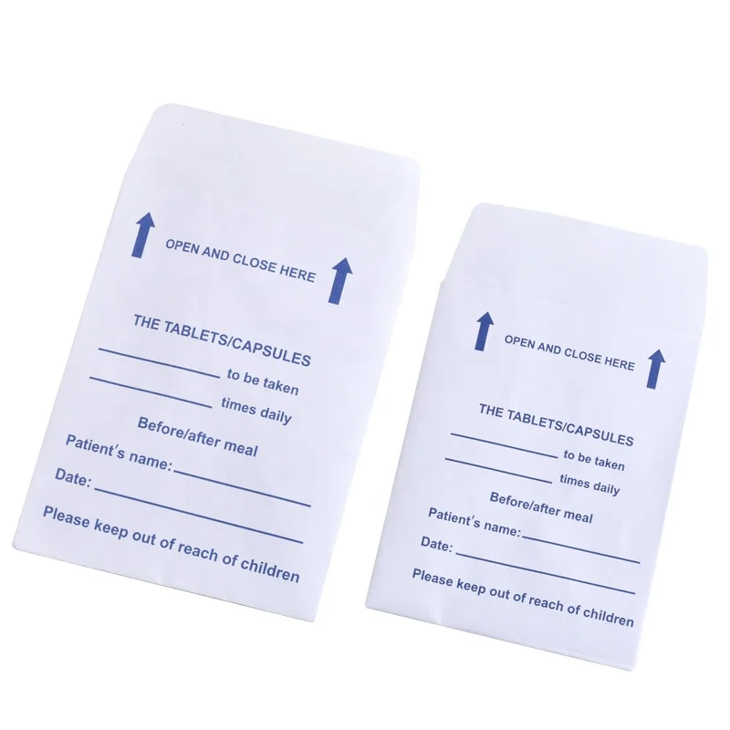 OEM medicine tablets capsules packaging paper envelopes with medicine statement printing