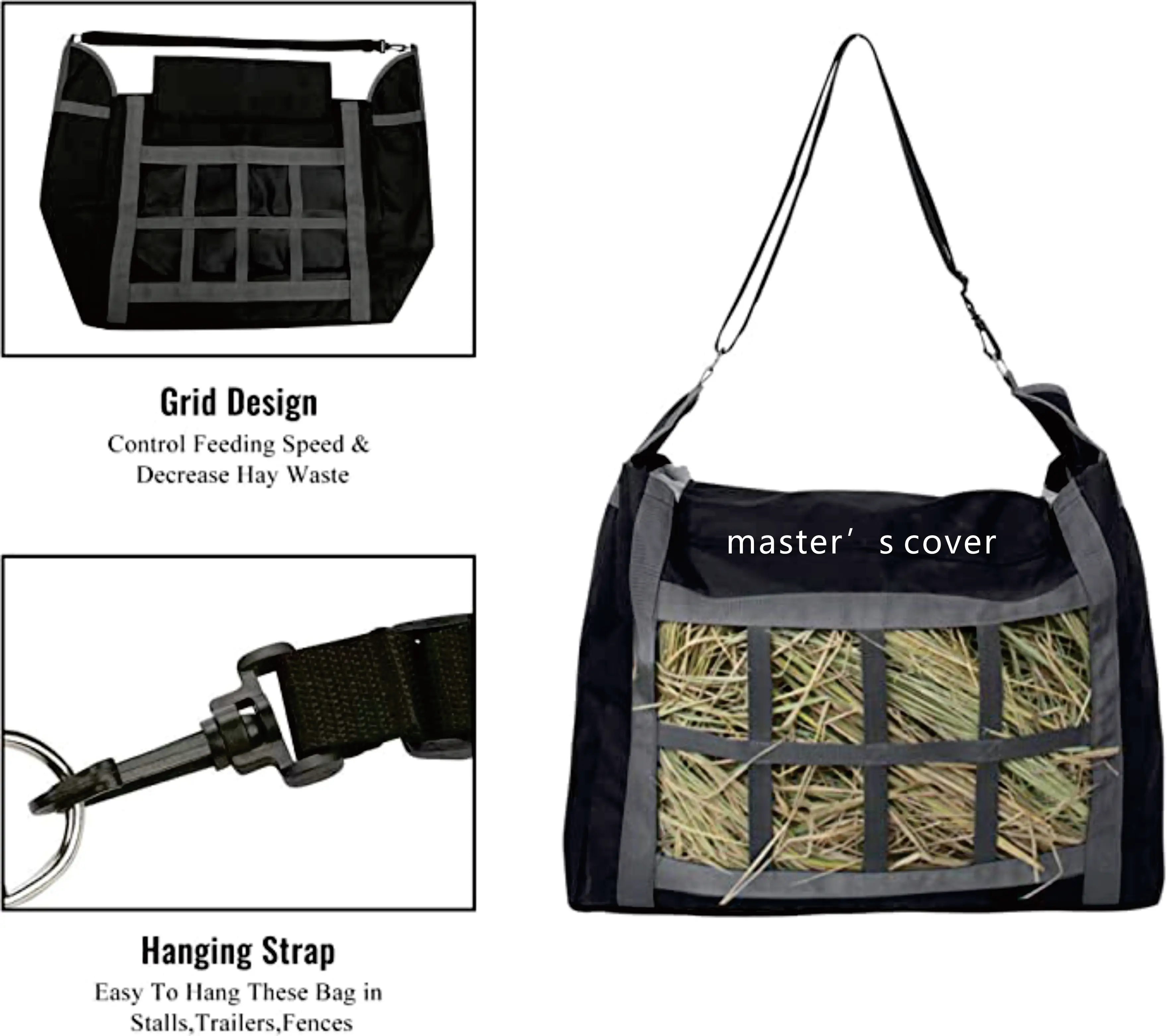 portable large durable light cheap new slow feeder rabbit round carry poly pvc  hay tote bale bags net for horses