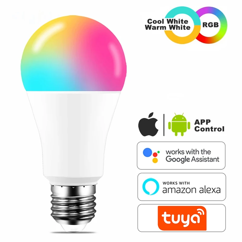 Сменная светодиодная лампочка RGB 7 Вт 9 E27 Tuya Wi-Fi bluetooth