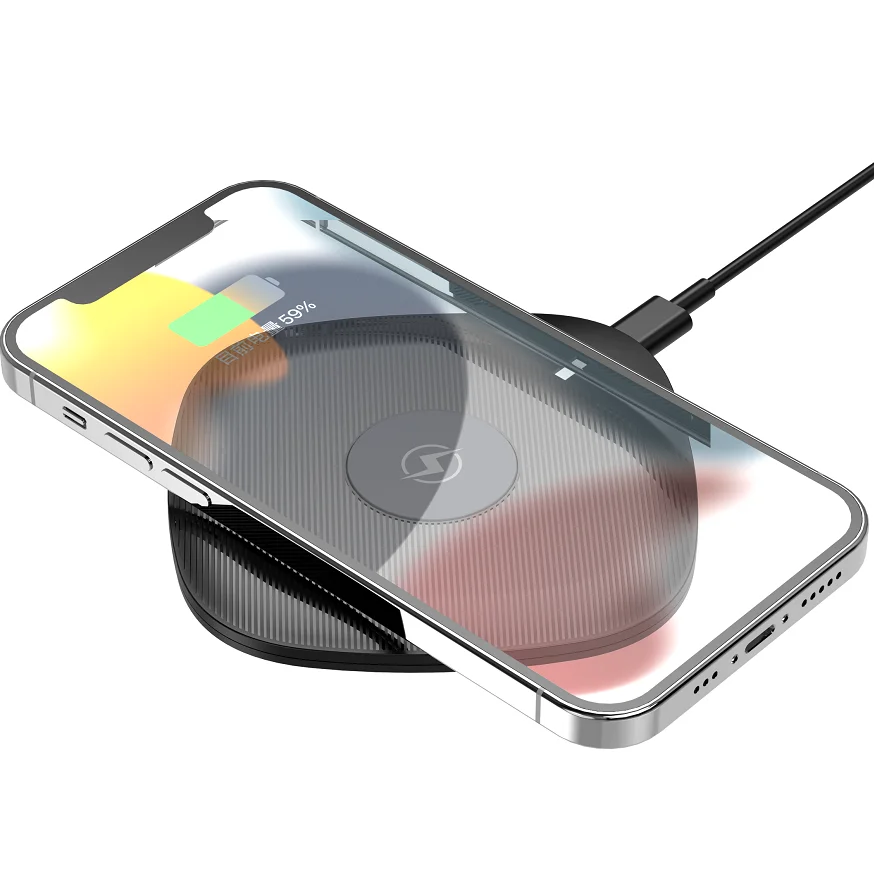 15w Fast charging magnetic mobile phone holders stand Qi chargers with usb cables luminous glass wireless charger