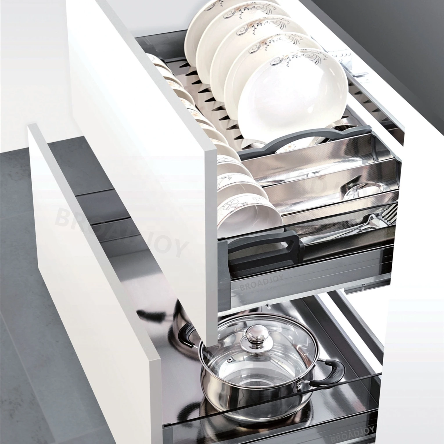 Kitchen chest of drawers dish shelf plate organiser under cabinet spice rack