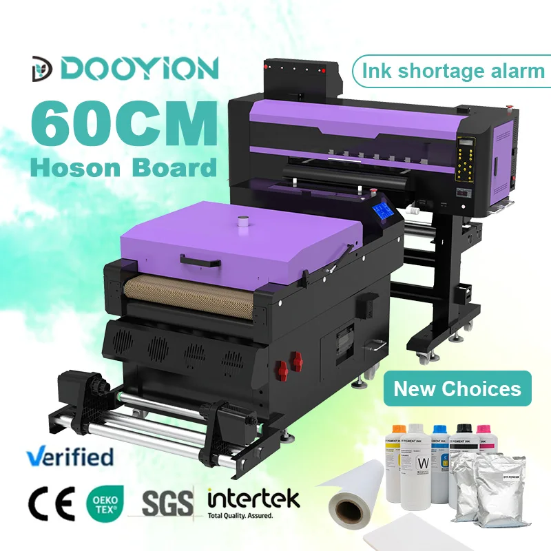 2024 high quality dtf printer 2 head plotter dtf i3200 i1600 dtf clothes printer double head and shaker oven combo 60cm set