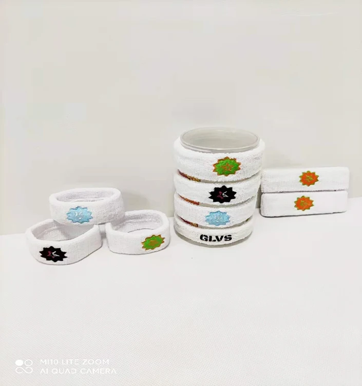 Unisex  protector wristband ,Colorful Cotton  Sweatband with woven embroidery Terry Cloth  for  football  Basketball band