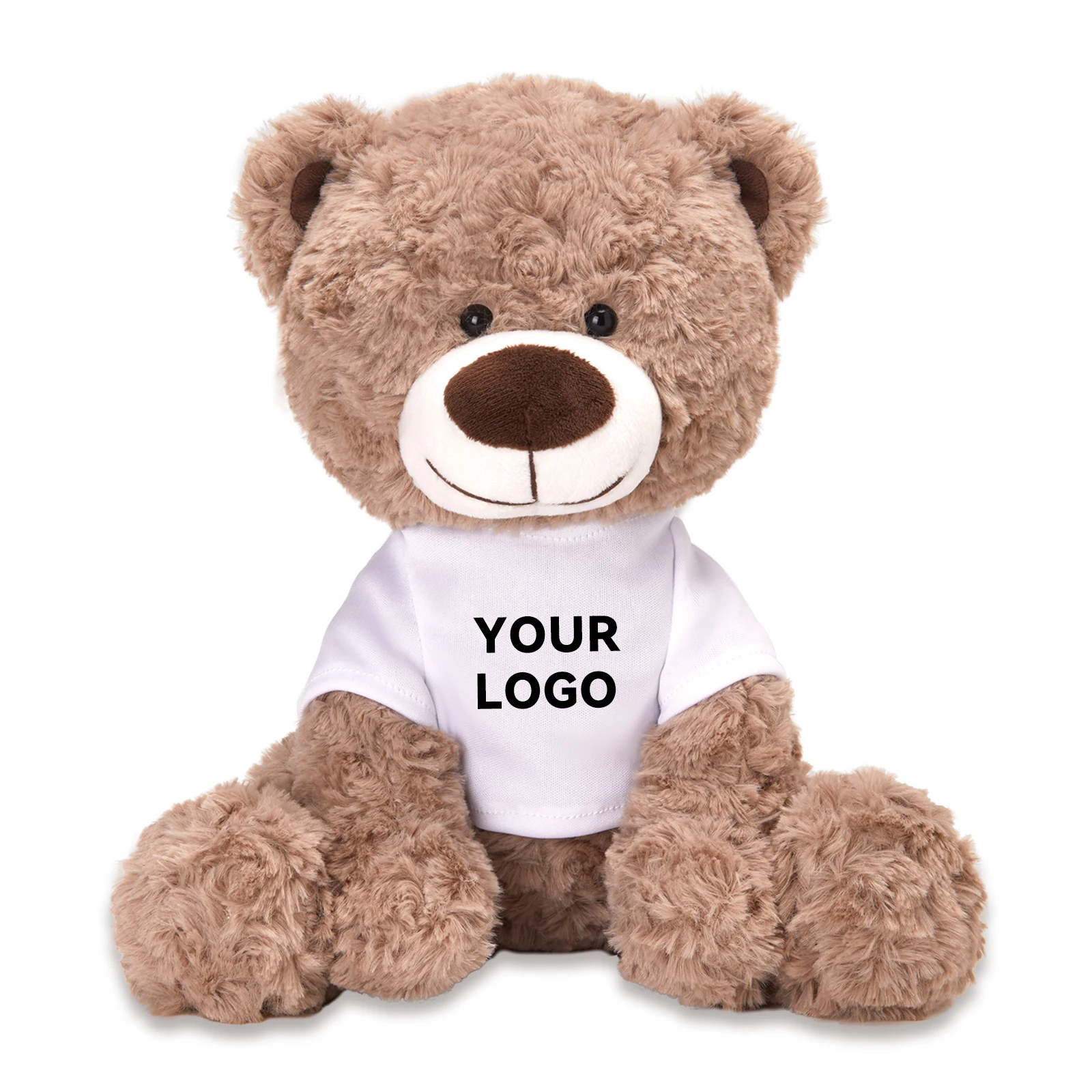 New Deisng Brown teddy bear with t-shirt cloth POD custom promotional gift brand image plush toy stuffed animal 17-25 cm