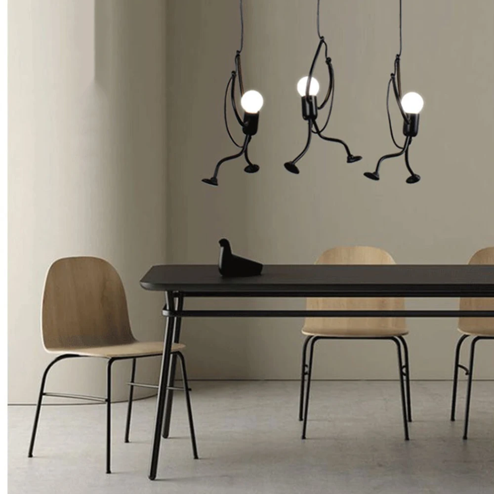 Nordic iron chandelier vintage little man creative restaurant cafe clothing shop lamp bar Modern art chandelier