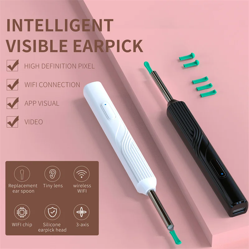 Visible Ear Scoop Otoscope Ear Wax Removal Tool with Camera Ear Endoscope Cleaner Earpick kits for Android IOS
