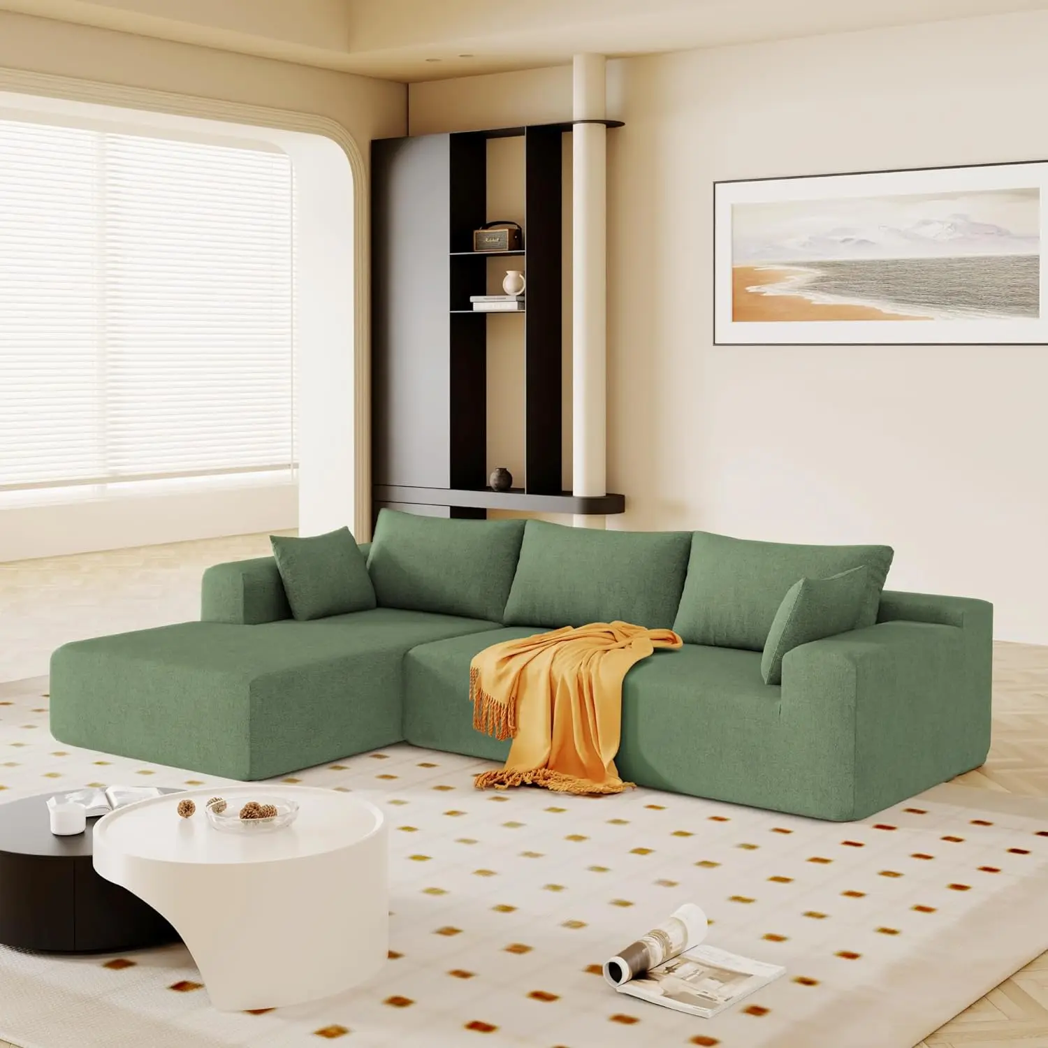 Compressed sofa set furniture couches luxury living room minimalist velvet green  modern fabrics semi round couch compressed
