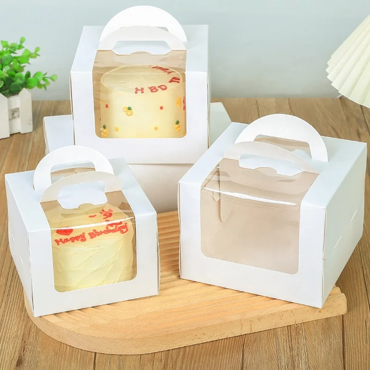 Beautiful Red 10x10x10 Inch Christmas Cake Box with UV Coating for Chewing Gum Baby Food Potato Chips Perfume Included Cake Base