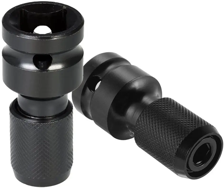 Quick Release 1/2-Inch Square Drive to 1/4-Inch Hex Female Socket Adapter Converter Chuck for Impact and Ratchet Wrenches