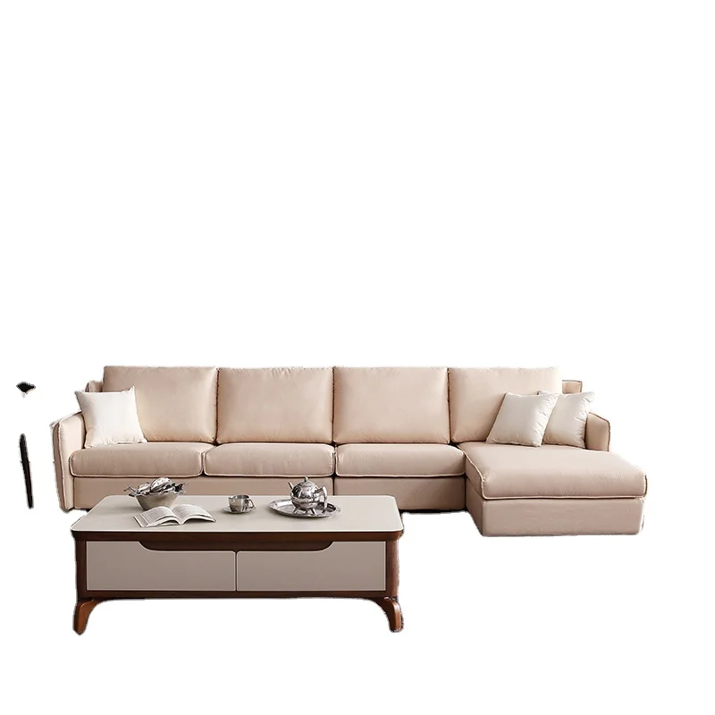 Современный диван из бежевой ткани для гостиной популярные модели 2022 года