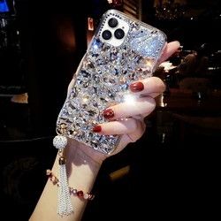 Aesthetics Trendy Bling Glitter Mobile Cell Phone Case Back Cover with Resin Diamond for iphone 6 7 8 x xs 11 12 13 mini pro max