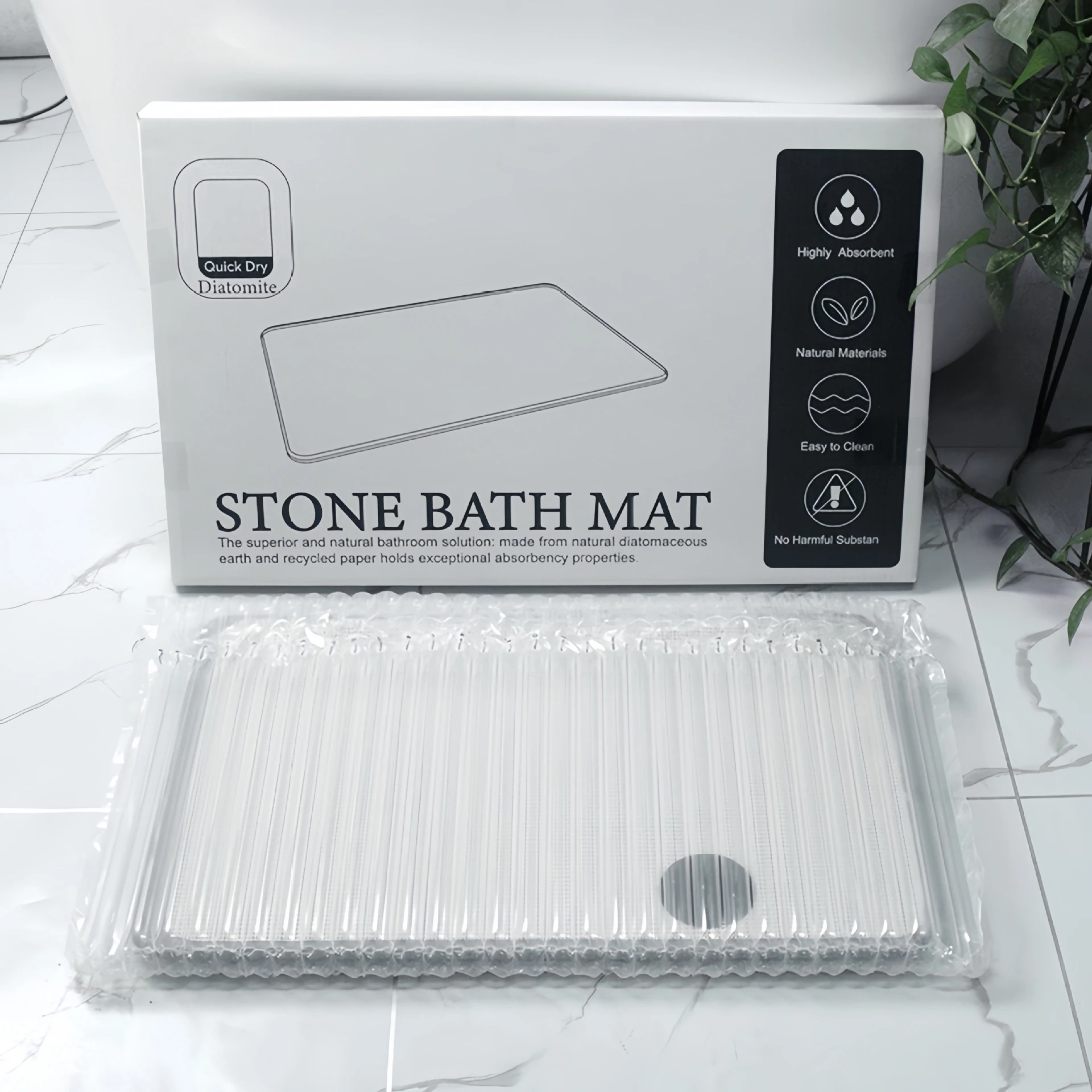 Popular Stone Bath Mat Diatomaceous Earth Shower Mat With packaging Non-Slip Super Absorbent Quick Drying Natural Easy to Clean
