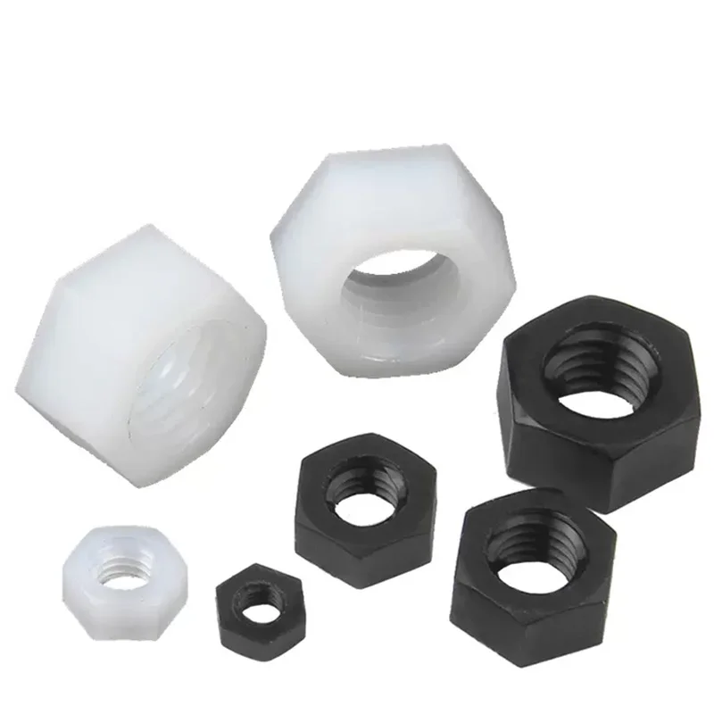 M4 M8 M10 Nylon Plastic Insulated Material PA66 White Black Color Hex Hexagon Hexagonal Head Heavy Thin Nut DIN934
