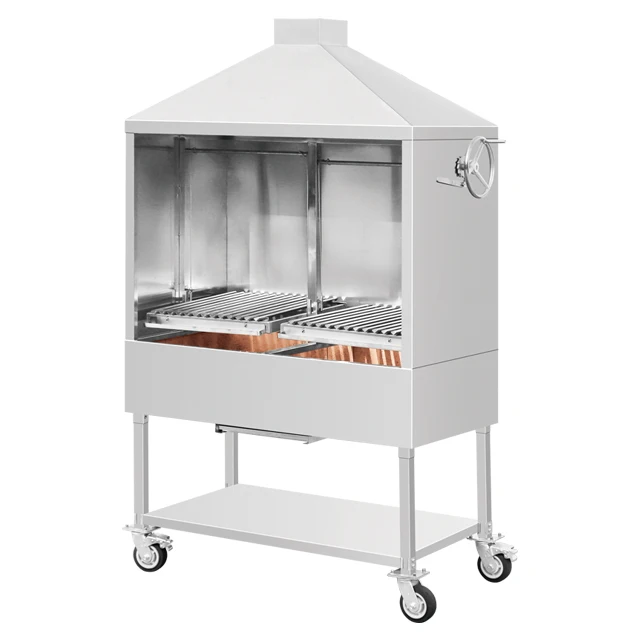 New Design Hot Model Argentine Grill With Canopy Fire Brick Adjustable Cooking Grate Bbq Gaucho Grills Santa Maria Grill
