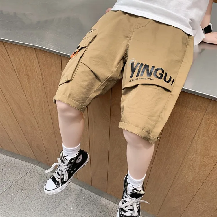 
5-15 Old Big Boy Shorts 100% Cotton Above Knee Durable Pocket Boys kids short children Cool Work Style Kids Shorts 