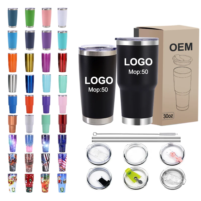 custom logo wholesale 20oz 30oz yeticooler 304 stainless steel tumblers 20 oz 30 oz powder coated regular tumblers cup