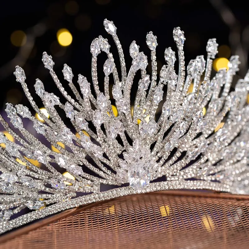 HOMECOMING PARTY CROWN CUBIC ZIRCON TIARA HAIRBAND HEADPIECES LUXURY WEDDING JEWELRY FOR WOMEN BC6447