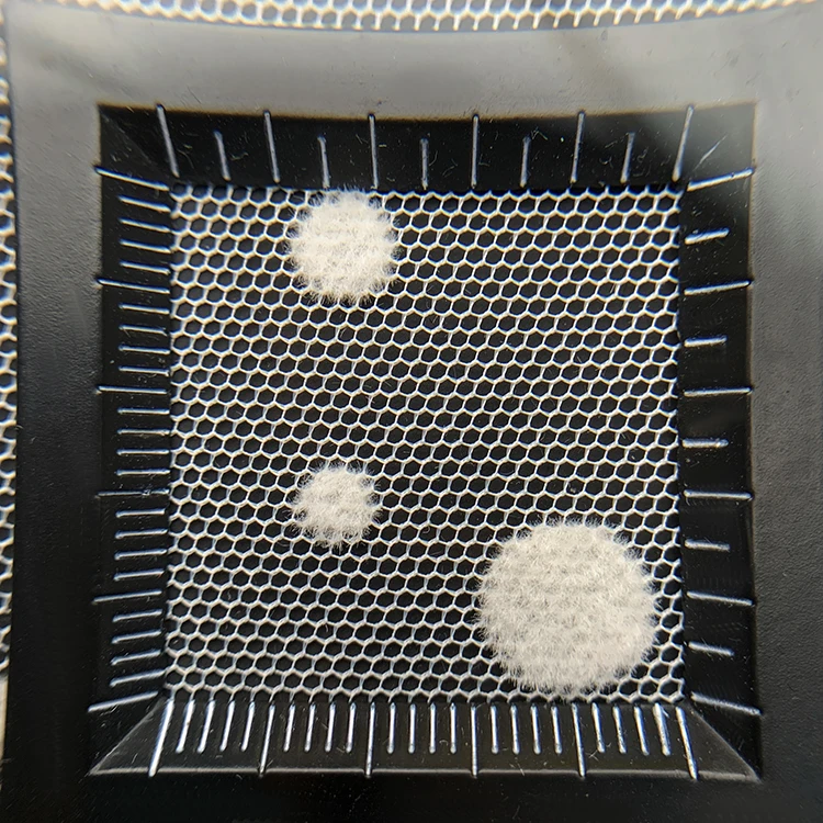 Custom white big and small polka dot mesh fabric flocking fabric