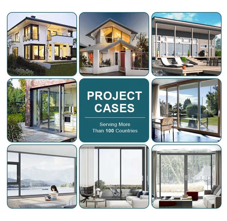 Customized Thermal Break Aluminium Profiles Tempered Glass Windows And Doors energy efficient soundproof Patio Sliding Doors