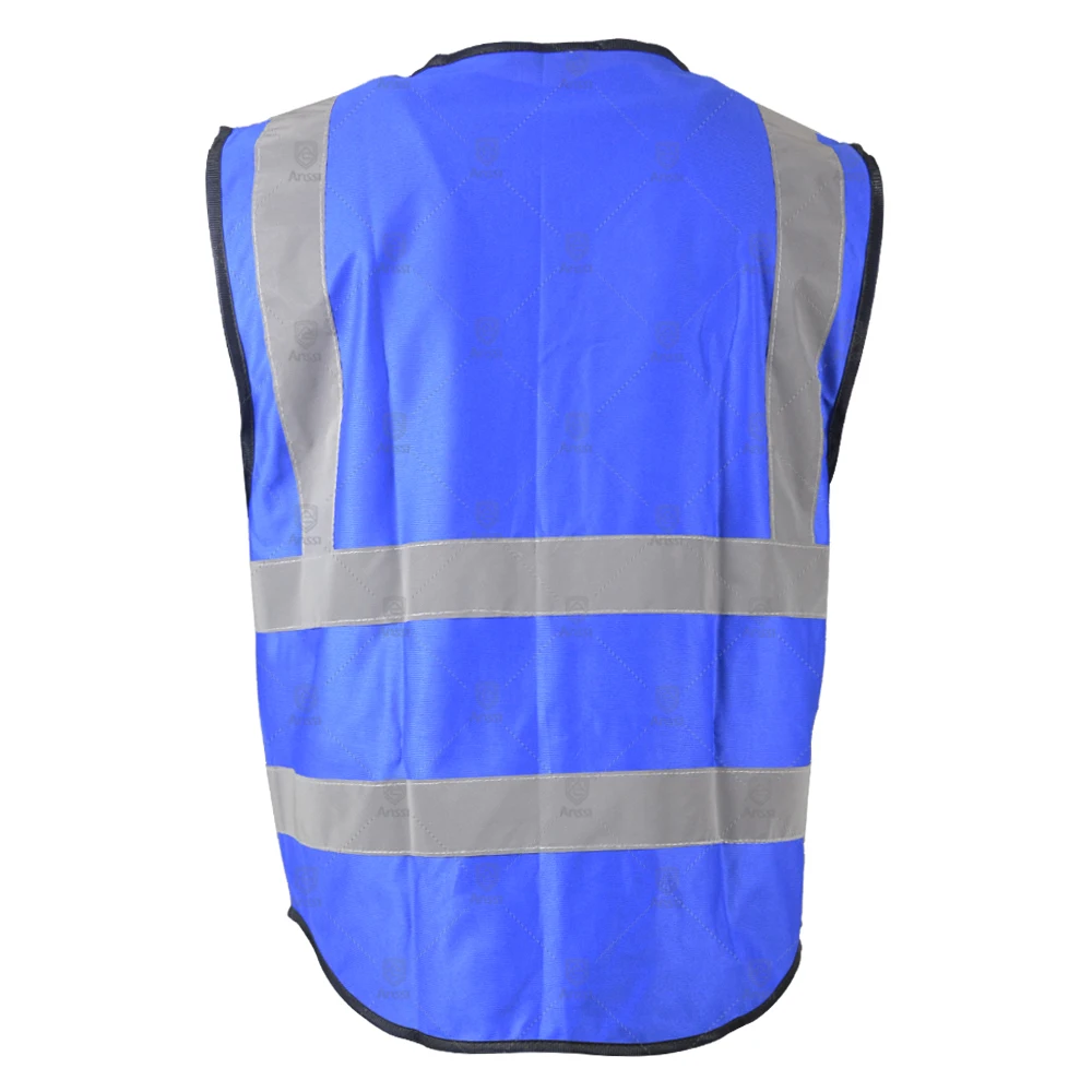 High visibility navy blue color reflective safety vests hi vis fluorescent traffic security waistcoat with pocket and zipper