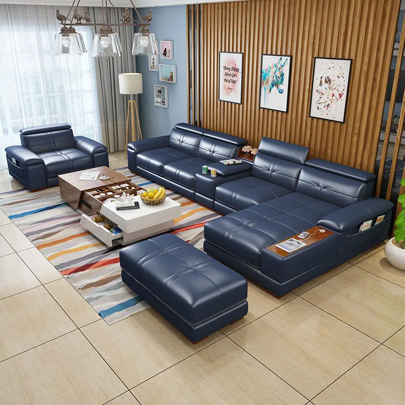 Sofa modern minimalist massage leather living room first layer cowhide intelligent multifunctional mobile phone
