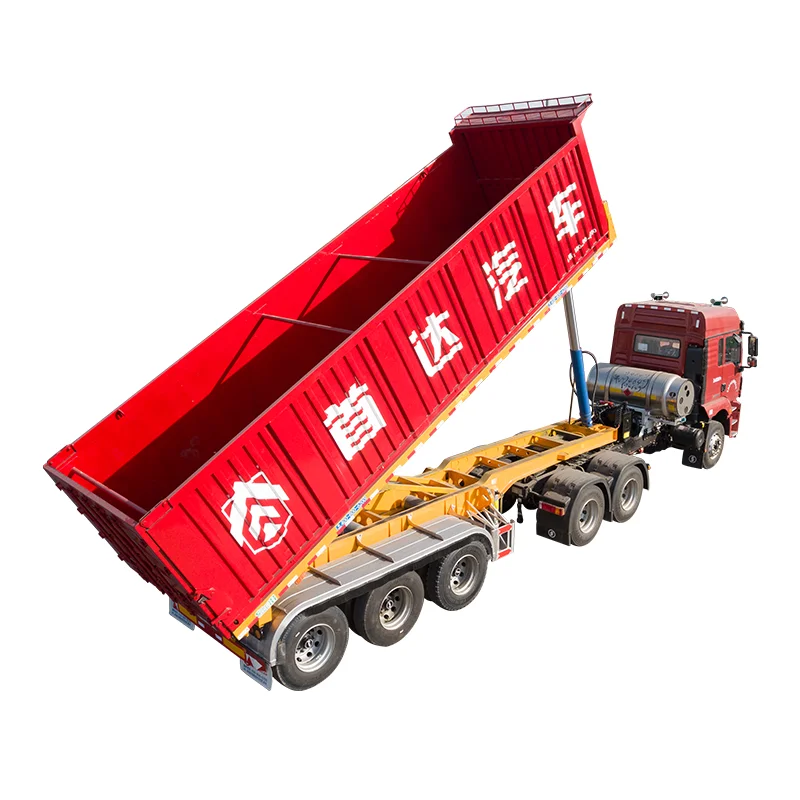 Large rear dump hydraulic trailer truck with chunky tires Have after-sales and remote instruction