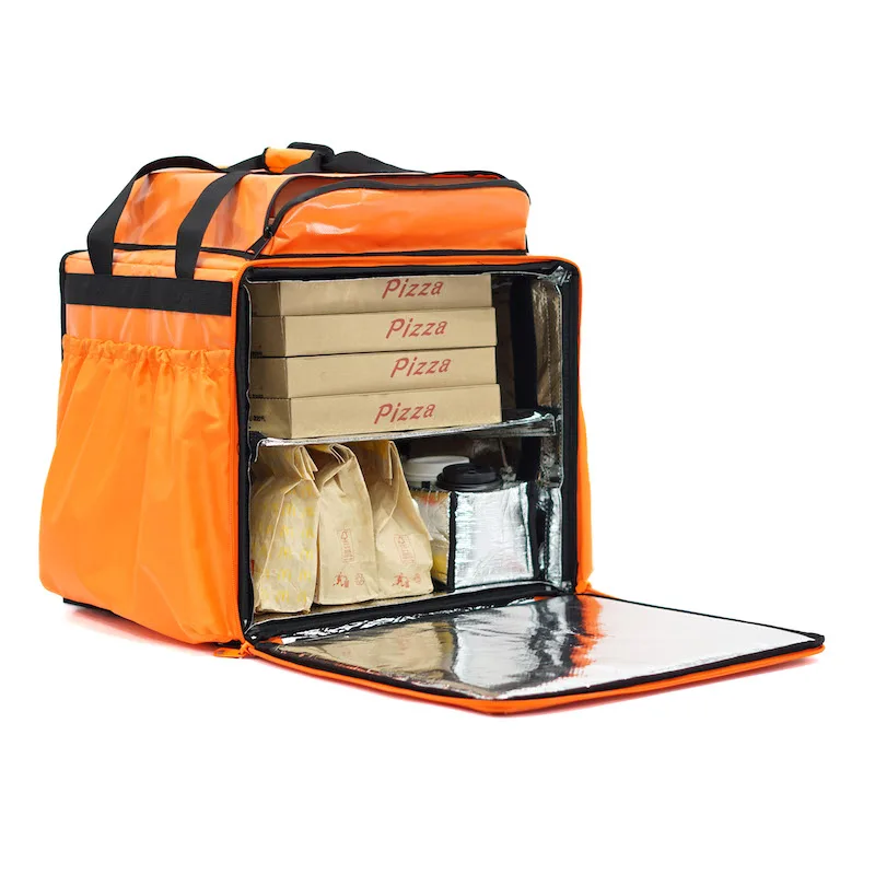 Customized style color Free logo print fast food takeaway Double sub pizza bag thermal bag  delivery food bag