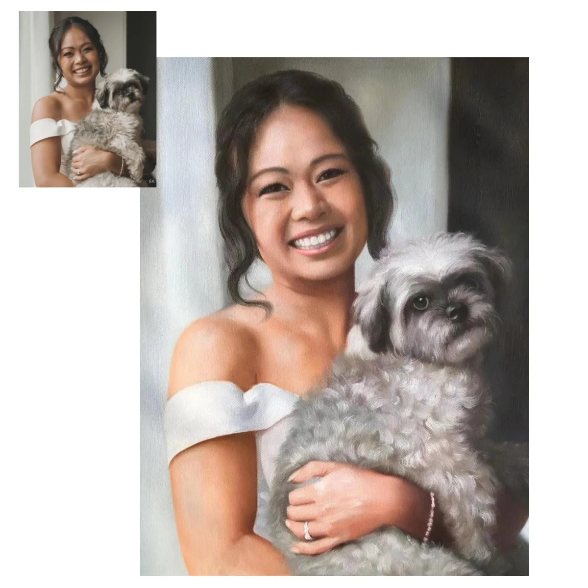 Handpainted custom people portrait and pet oil painting on canvas, turn your photo into oil painting, oil painting commission