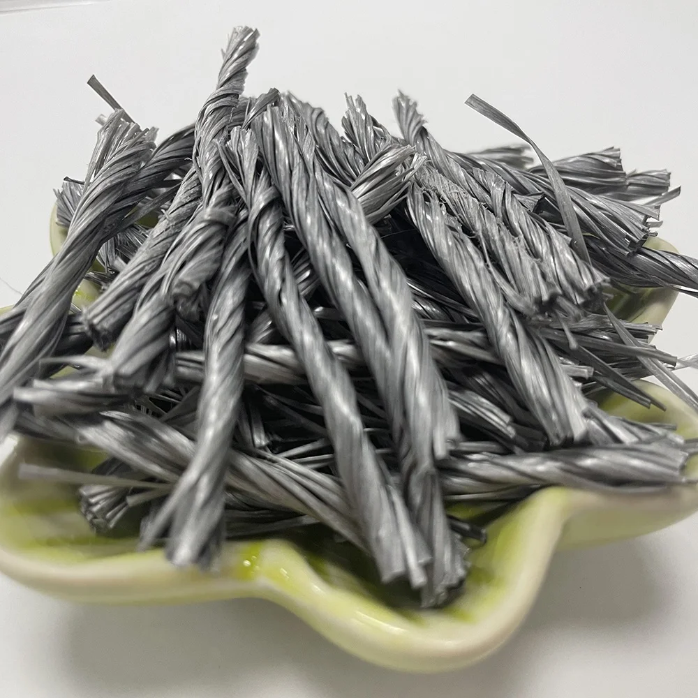 Grey Acrylic Resin Concrete Twist Bunchy PP Fiber For Industrial Floor