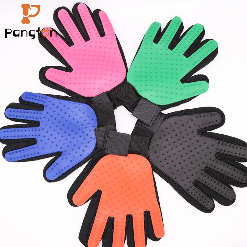 gloves for pets grooming bath deshedding brush tool clean supplies custom gentle five fingers hair removal glove wholesale