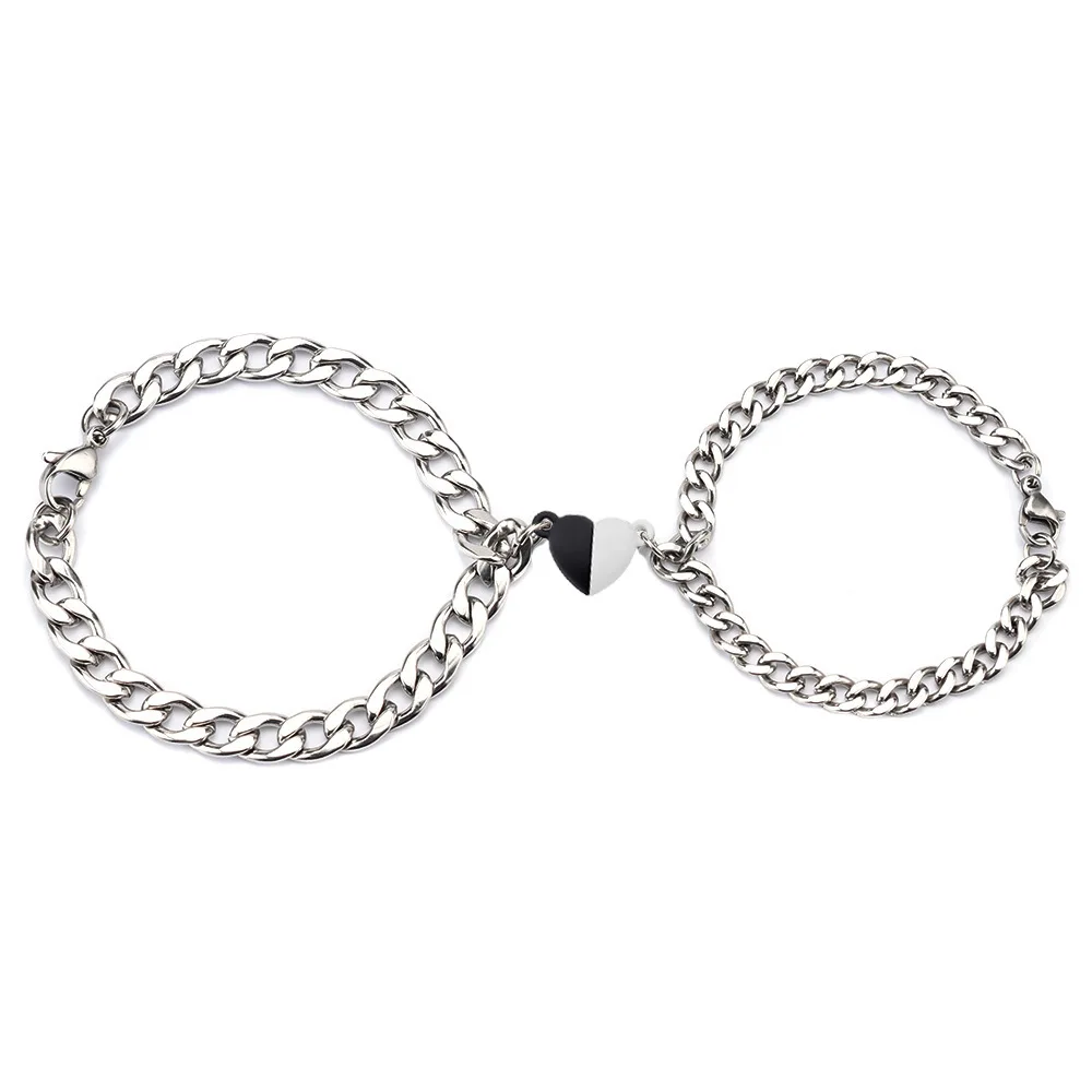 Valentines Day Jewelry Gift 2024 Bracelet Couple Longue Distance Acier Inoxydable Couple Bracelet Long-Distance Touch Love