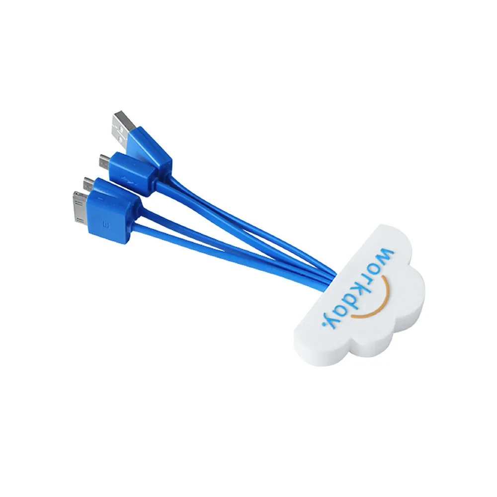 Wholesale Promotional Gift Custom Logo Design Shape Cable Multi Charger Cord For Mobile Phone USB 3 In 1 Charging Cable