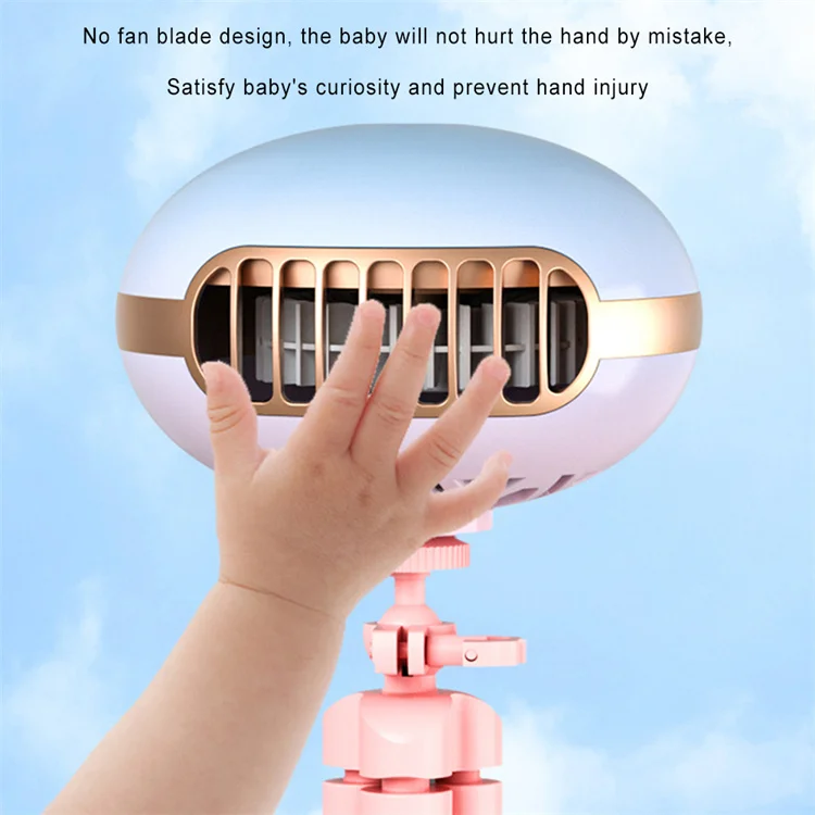 Mini Flexible Air Conditioner 3600mAh Chargeable Stroller Cooling Fan 130 Auto Rotation 4-gear Wind Handheld for Outdoors Quiet