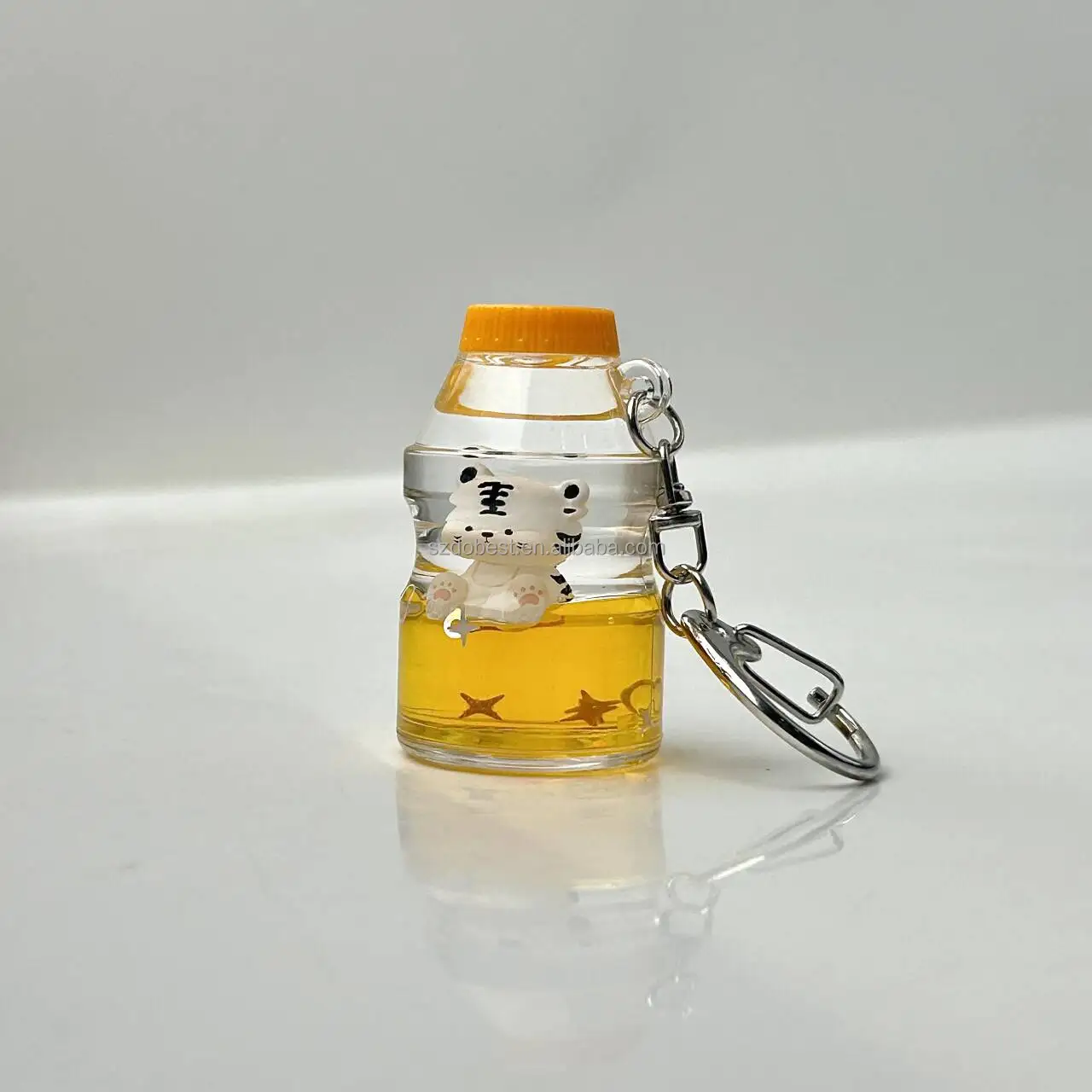 Очаровательный пользовательский Плавающий Белый полимерный Тигр брелок с оранжевой жидкостью