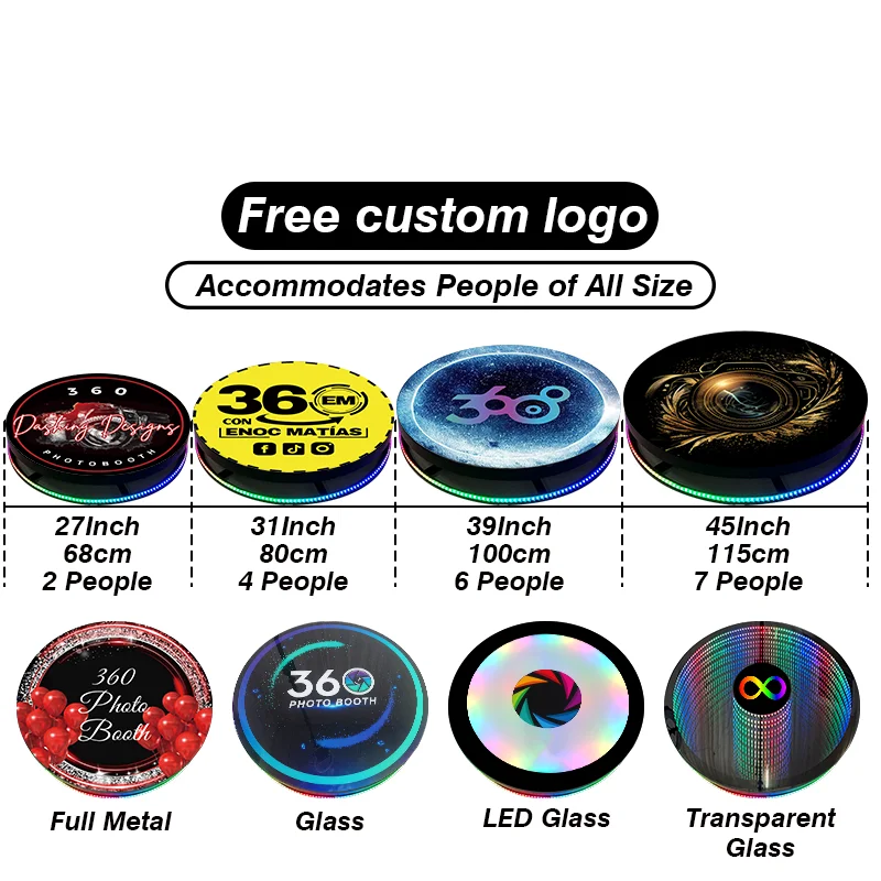 2022 Ship in 1 Day US Stock Led Mirror Glass 360 Photo Booth with Remote Photo Video 360 Booth with Led Lights Free Accessories