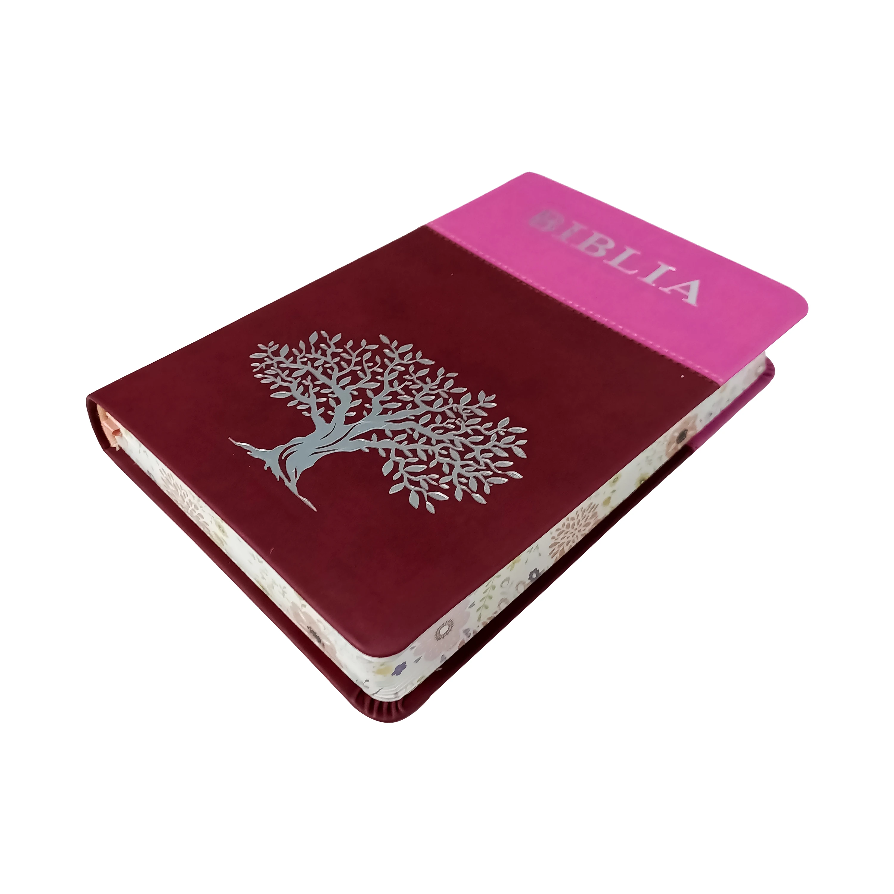 Wholesale Bible Custom Best Sales Pink PU Softcover Bible Silk Screen Printing Christian Holy Book Printing House Bible