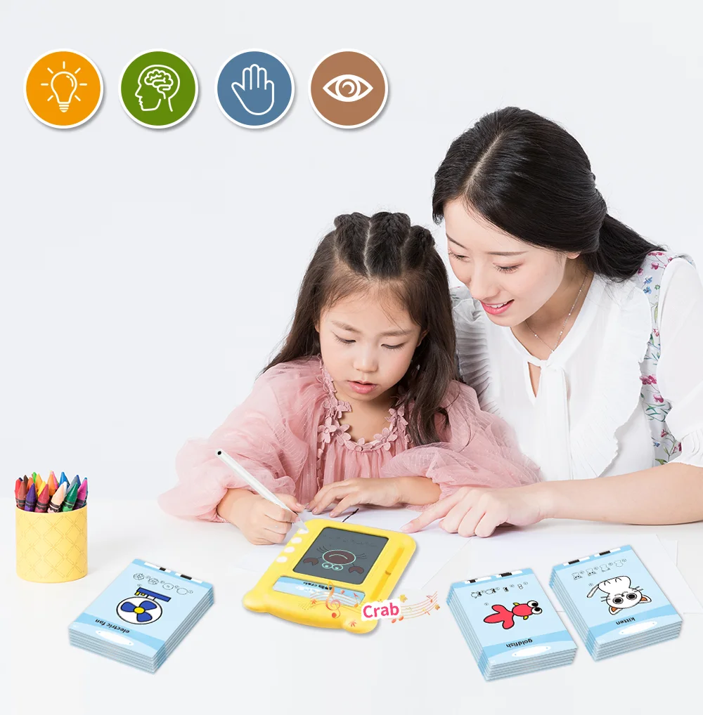 New 50 insert cards bilingual English repeat creative simple strokes pen drawing portable educational machine for kids