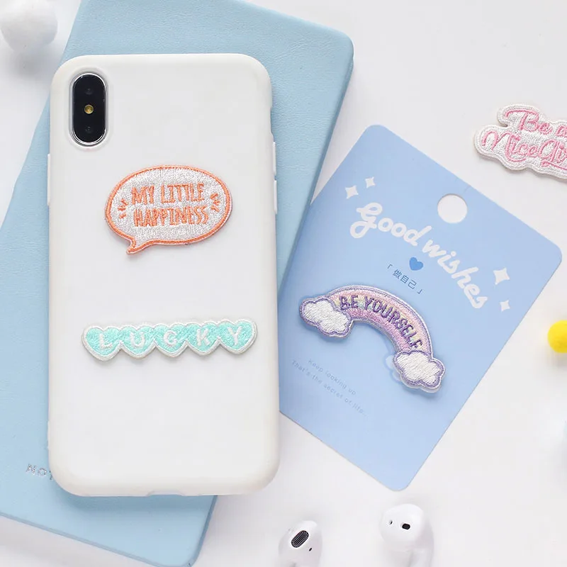 High quality patch wholesale custom embroidered patches cartoon cloud iron on embroidery patches rainbow