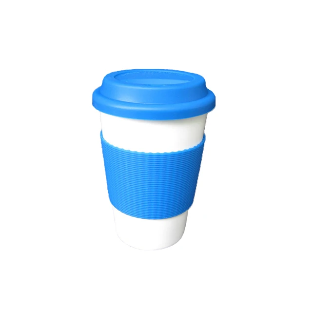 
Керамическая чашка без ручки с силиконовой теплоизоляцией и силиконовой крышкой, кофейная чашка для автомобиля, чашка для воды с логотипом на заказ 