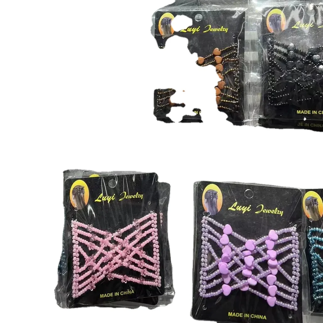 MYLULU Multi color Twist Double Combs Hair Clip Magic Hair Combs Flower shape Beaded Hair Accessories For Girl