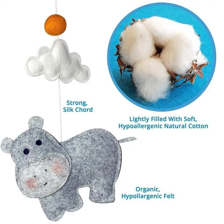 Neutral Felt Baby Mobile Rainbow Musical Mobile Nursery Decor Felt Mobile Hanging Crib Mobile Gender