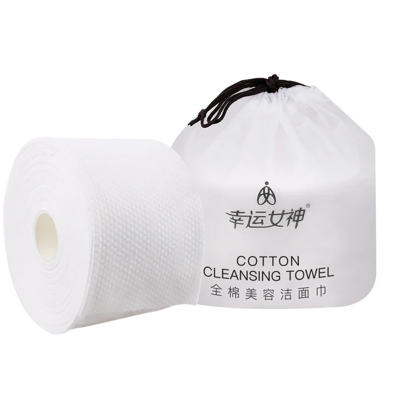 100% натуральный чистый хлопок, одноразовое толстое полотенце для макияжа лица, ткань, мягкие косметические сухие и влажные полотенца в рулонах