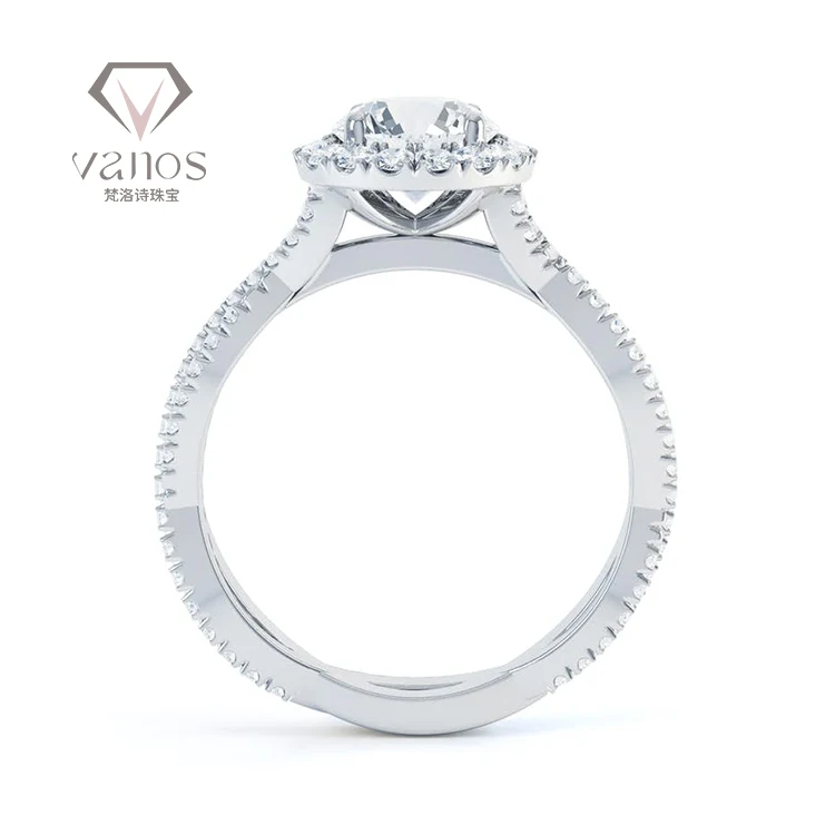 Роскошное обручальное кольцо с круглыми бриллиантами 1 карат VVS, набор обручальных колец с сертификатом иджи и вырощенными бриллиантами из белого золота