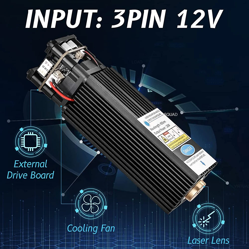 20W Laser Module Kits 5.5W Optical Power For Carving Tools For Wood And Metal Diy CNC