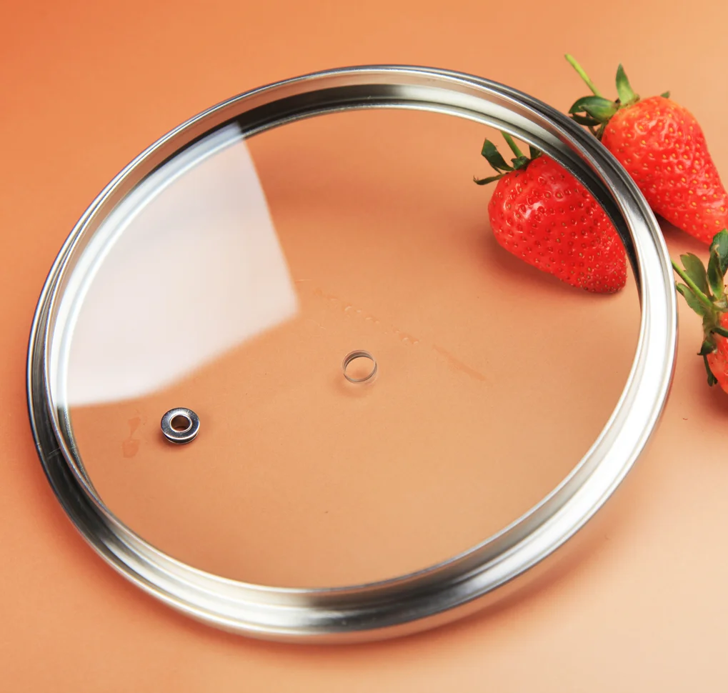 Stainless steel rim tempered float glass lid for cooking pot