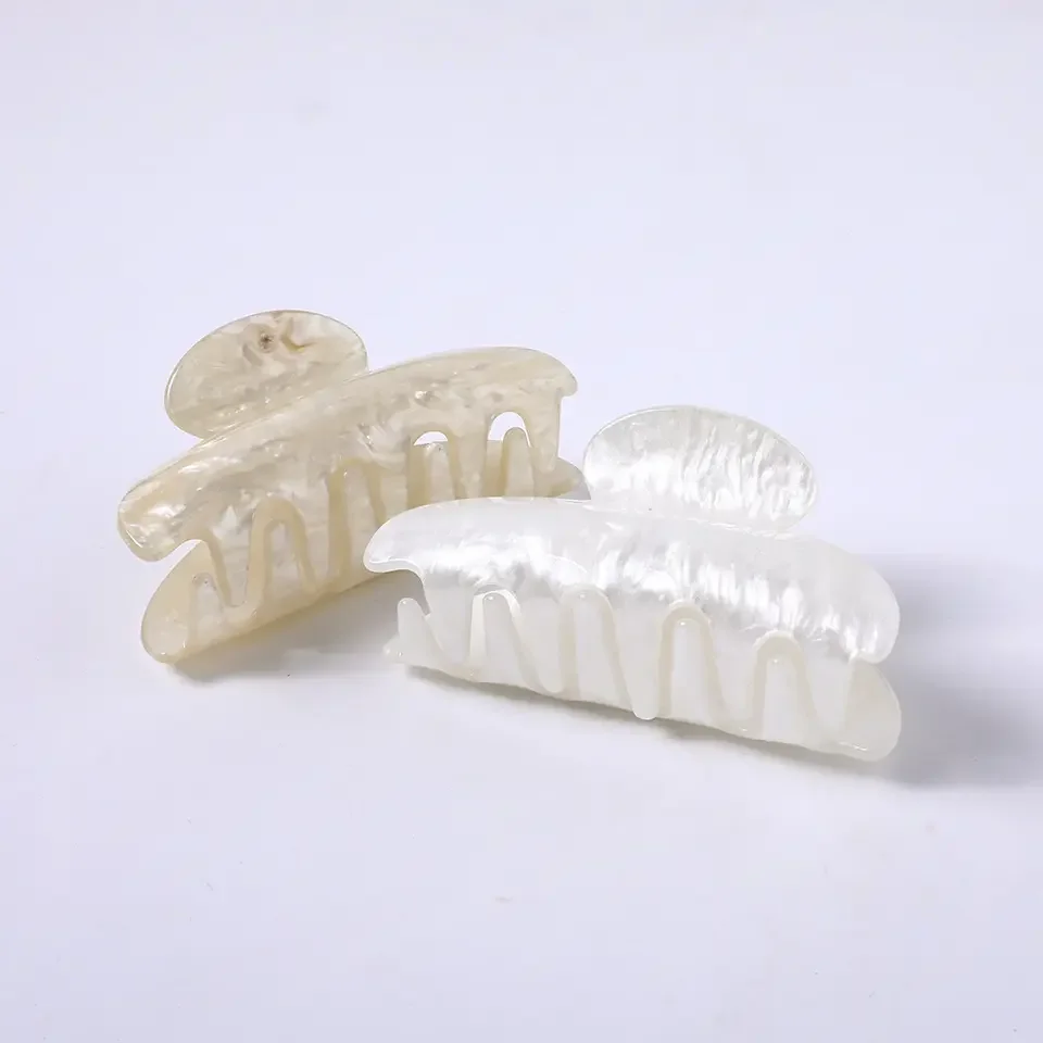 Wholesale 8.5cm Marbling Pastel Solid Color Acrylic Hair Jaw Clip Vintage Medium Semicircle Hair Shark Claw Clamps